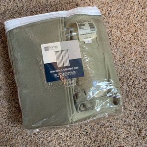 Pinch-Pleated Pair Of Sage Green Curtain